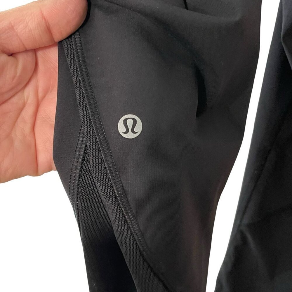 Lululemon Black Mesh Crop Athletic Running Yoga Leggings Women's Size 6 - Picture 7 of 10
